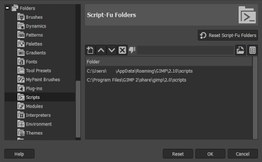 GIMP Scripts Directory
